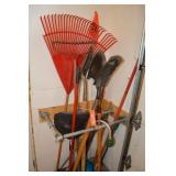 Shovels, rakes & assorted yard tools