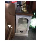 Glass top table with single drawer 14x25x24