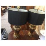 Pair of lamps with shades 27 inches tall
