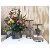 Snowflake pillar candle holders & artificial
