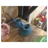 Pair of Weller pottery candle holders