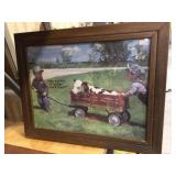 Framed farm kids picture 19x15