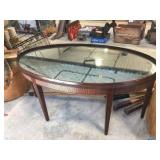 Oval mirror top coffee table 35x22x16