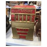 Cast iron slot machine bank 7x6x10