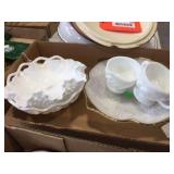 Assorted milk glass