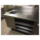 Stainless sink with workstation and three shelves