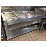 Four well steam table with lower shelf