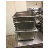 Three stainless steel pans 10 x 12