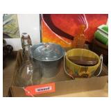 Buckets / bottles / cheese tray with glass cover