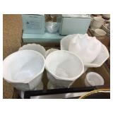 Assorted milk glass decorators / planters