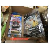 Star Wars figure in box / 4 Hot Wheels cars