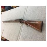 Gold Hibbard 12 gauge side x side shotgun S/N