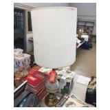 Lamp with damaged shade 43 inches tall