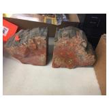 Petrified wood bookends