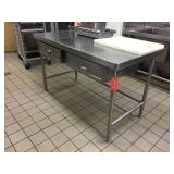 Stainless table with two drawers 60x30