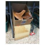 Extension cord, surge protector & wood crate