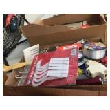 Clothes pins, hooks, magnifying glass & assorted