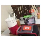 Coleman jug, soft sided cooler, fabric shaver &