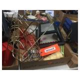 Plastic stakes, light fixture & assorted