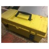 Plastic tool box with assorted tools