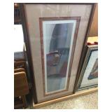 Framed & matted abstract art - signed 24.5x50.5
