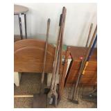 Shovels, post hole digger, scraper