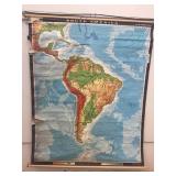 South America map damaged 63x79
