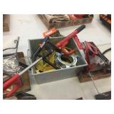 Staple gun, caulk gun, ratchet straps, jig