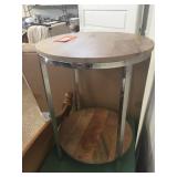 2 Tiered round metal legged table 18" diameter,