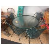 Patio set with 4 chairs, glass top table