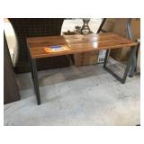 Metal framed wood topped bench 24"x10"x12"