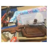 Key hanger, covered cheese box & assorted globes