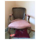 Open arm chair with caned back