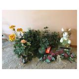 Artificial floral decorators plastic rabbit