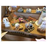 Lefton figurine, shoe decorators & assorted