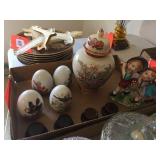 Avon eggs with stands & assorted decorators