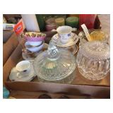 Cups, saucers, covered candy dish & assorted
