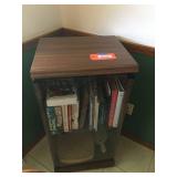 Stereo cabinet & assorted cook books