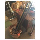 Bushel baskets, rod tubes & grilling utensils