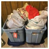 2 Totes of fabric & asst
