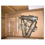 3 Metal candle holders w/globes