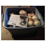 Tote of yarn & knitting
