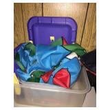 2 Small locking totes & outdoor flags, asst