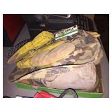 Canteen, gloves/mittens, hat, fish grill item