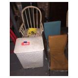 3 Childrens chairs & hamper