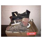 2 Prs of old ice skates & belts