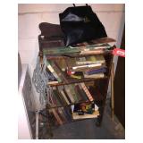 Wood bookshelf w/books & contents