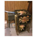 TV trays & wicker planter stand 34x12x27