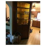 Contents of corner shelf, glassware, decorators