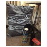 Cat pillow, cat food, brush